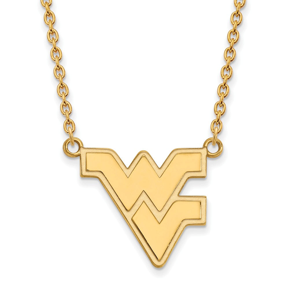 14k Gold Plated Silver West Virginia U Lg 'WV' Pendant Necklace, Item N12547 by The Black Bow Jewelry Co.