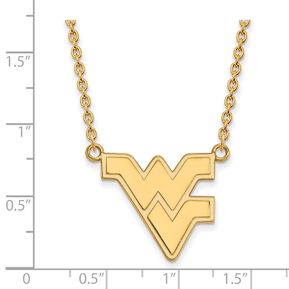Alternate view of the 14k Gold Plated Silver West Virginia U Lg 'WV' Pendant Necklace by The Black Bow Jewelry Co.
