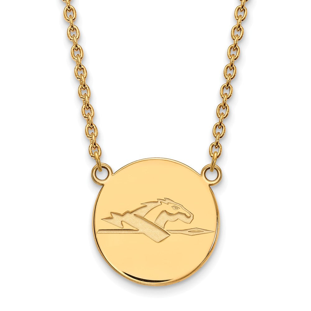14k Gold Plated Silver Longwood U Large Lancer Disc Necklace, Item N12553 by The Black Bow Jewelry Co.