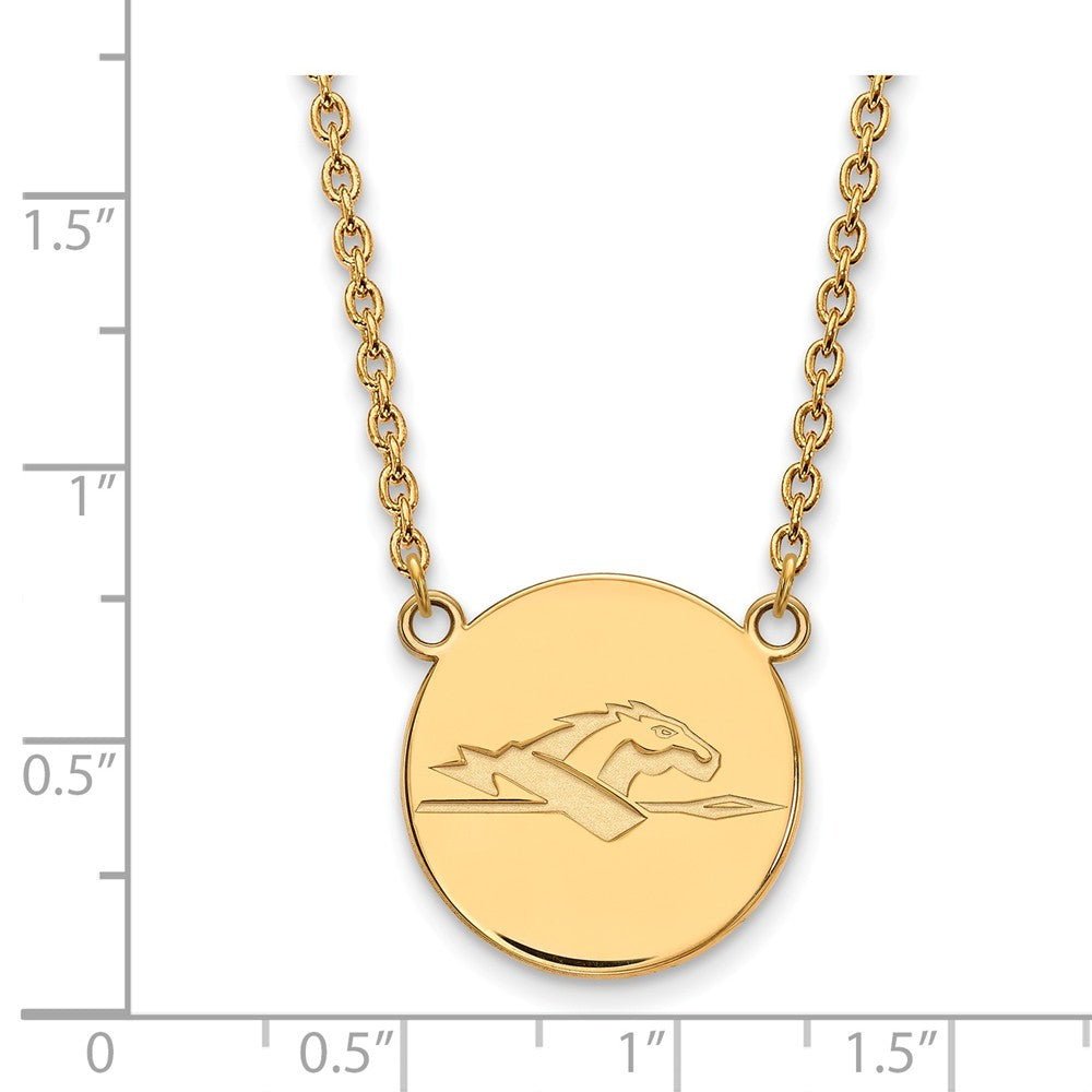 Alternate view of the 14k Gold Plated Silver Longwood U Large Lancer Disc Necklace by The Black Bow Jewelry Co.