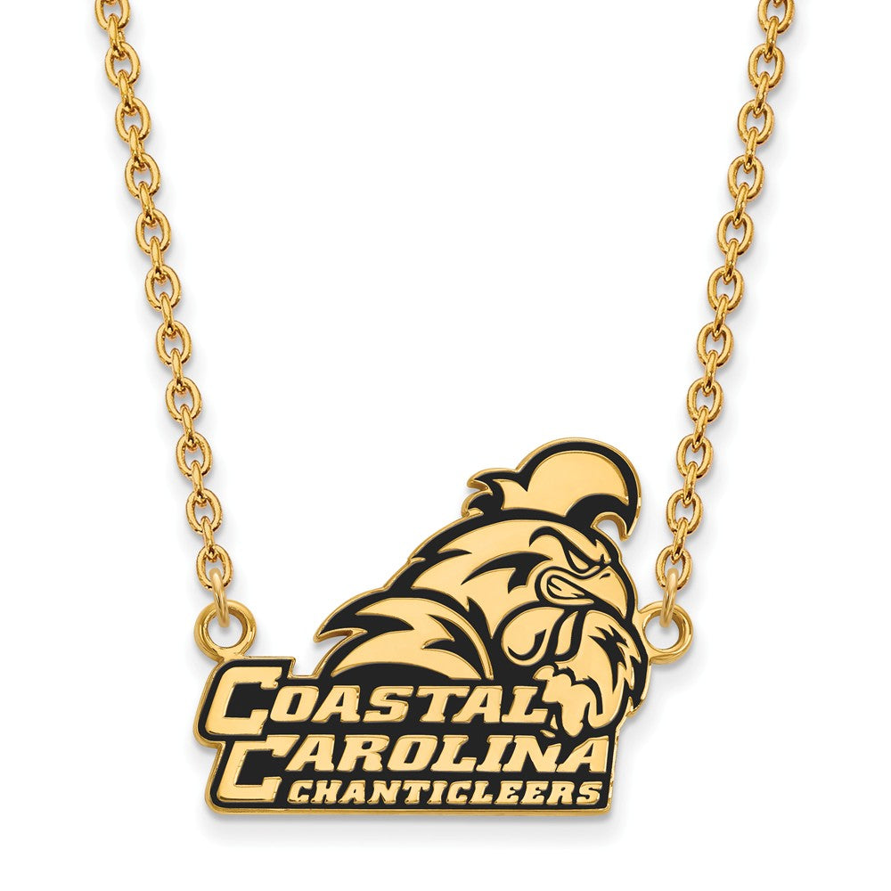 14k Gold Plated Silver Coastal Carolina U Lg Pendant Necklace, Item N12555 by The Black Bow Jewelry Co.