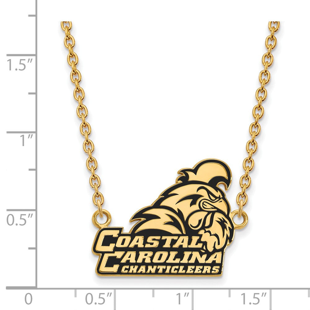 Alternate view of the 14k Gold Plated Silver Coastal Carolina U Lg Pendant Necklace by The Black Bow Jewelry Co.