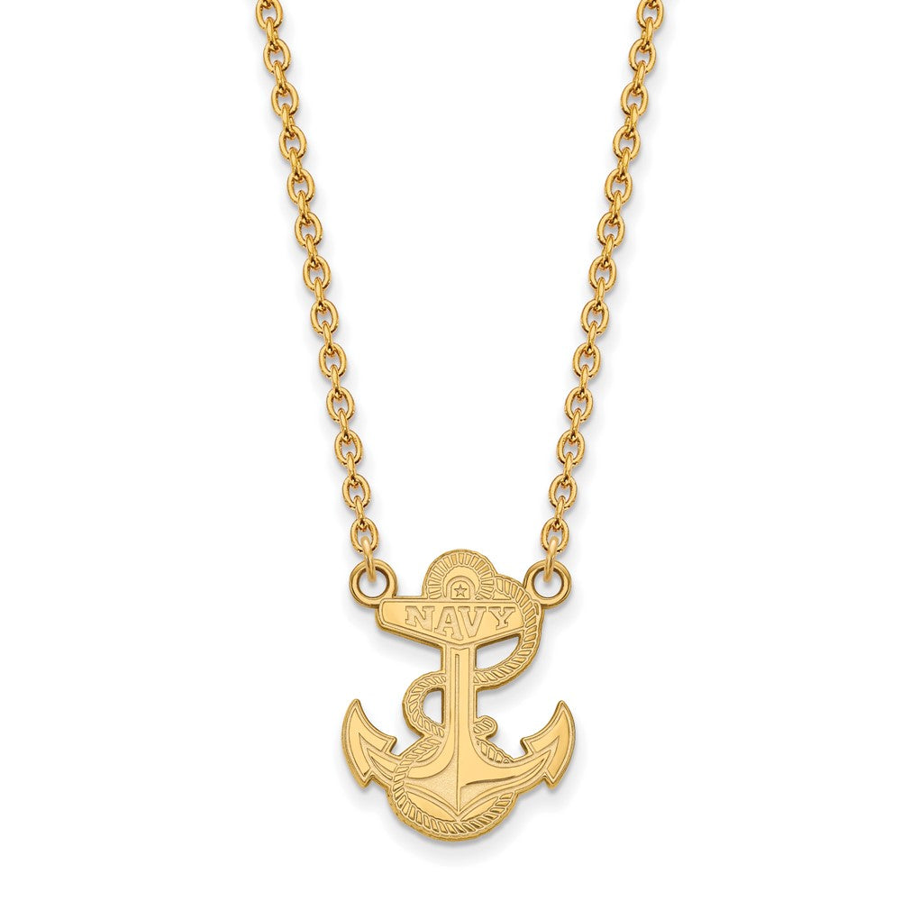 14k Gold Plated Silver U.S. Navy Large Pendant Necklace, Item N12563 by The Black Bow Jewelry Co.