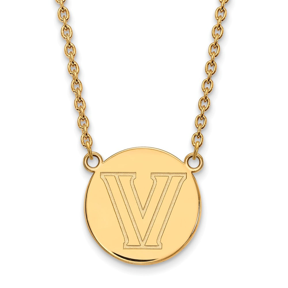14k Gold Plated Silver Villanova U Large Disc Necklace, Item N12564 by The Black Bow Jewelry Co.