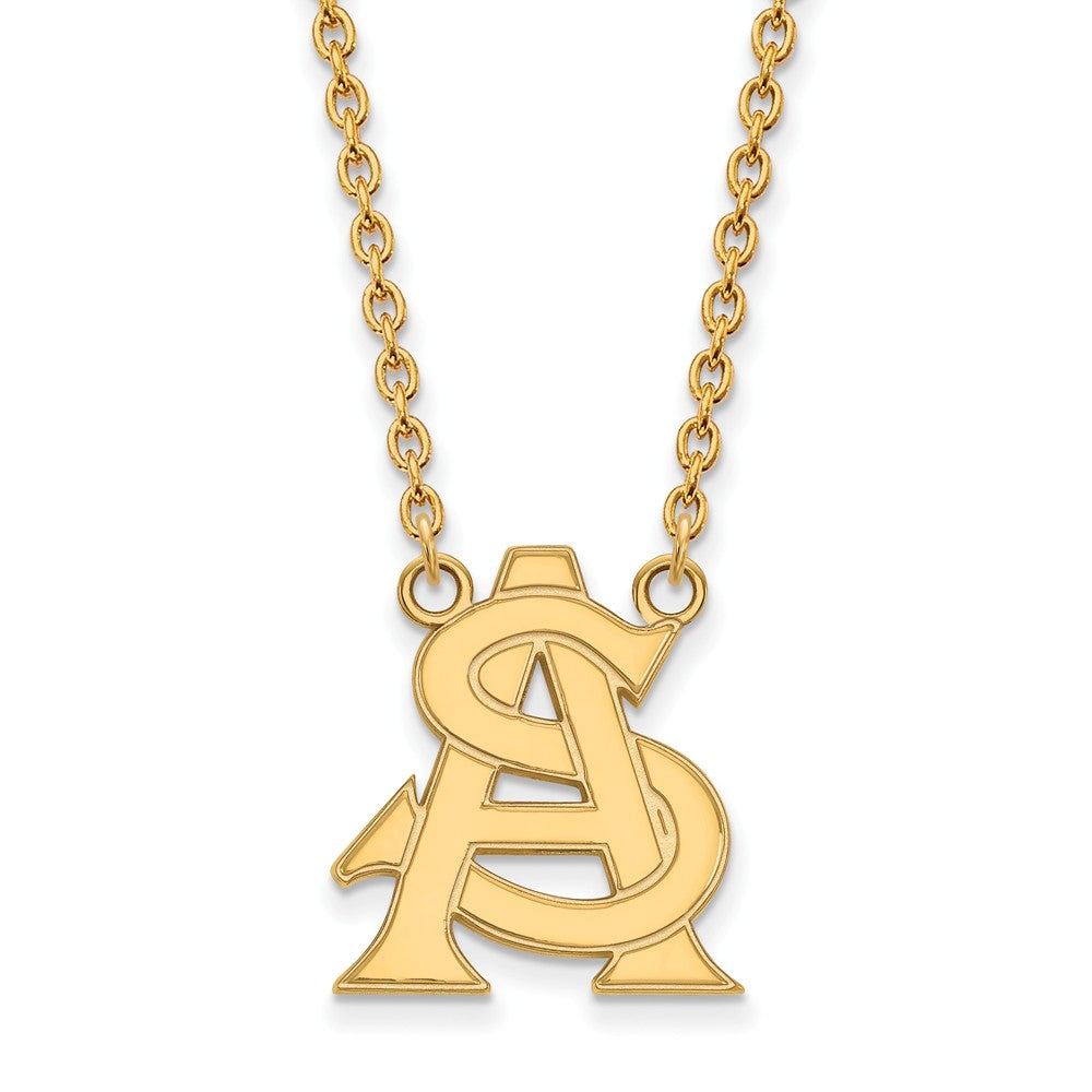 14k Gold Plated Silver Arizona State Large Pendant Necklace, Item N12568 by The Black Bow Jewelry Co.