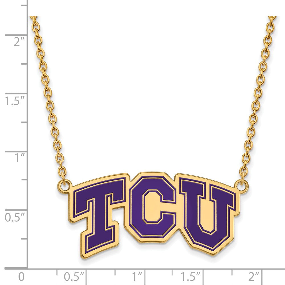 Alternate view of the 14k Gold Plated Silver Texas Christian U Lg Pendant Necklace by The Black Bow Jewelry Co.