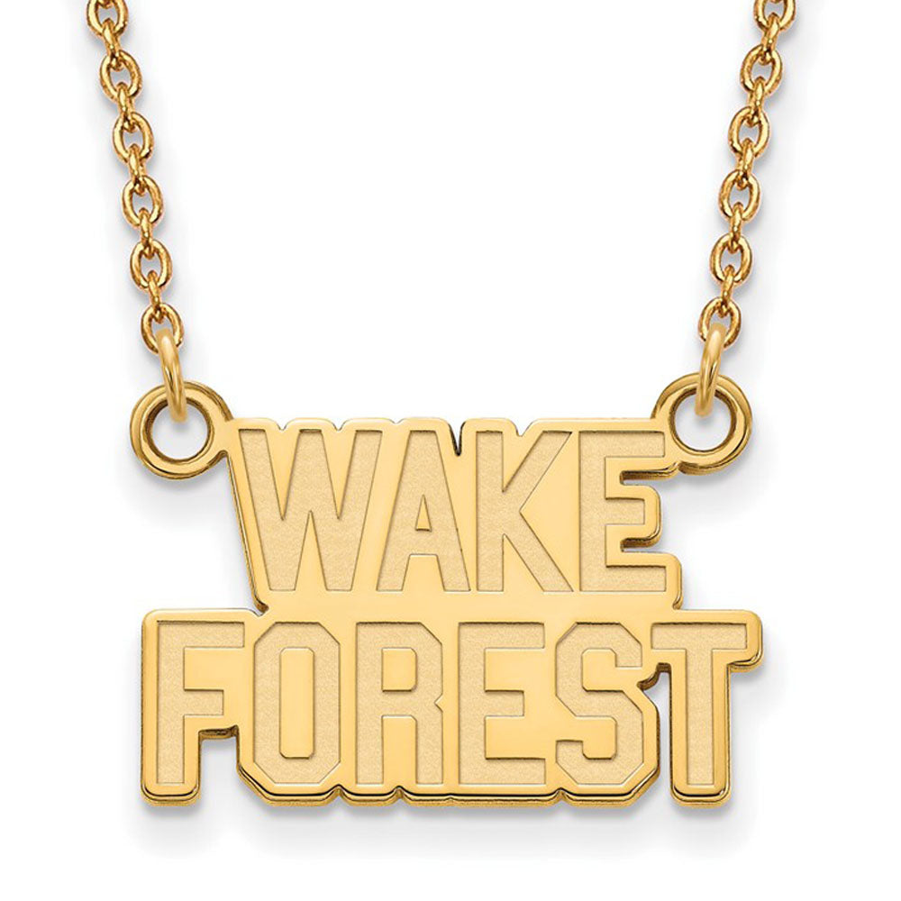 14k Gold Plated Silver Wake Forest U Large Pendant Necklace, Item N12585 by The Black Bow Jewelry Co.
