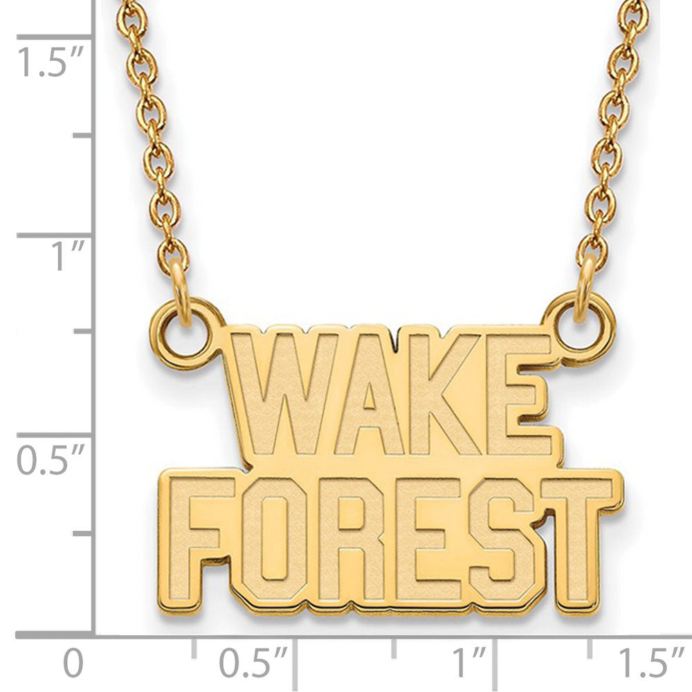 Alternate view of the 14k Gold Plated Silver Wake Forest U Large Pendant Necklace by The Black Bow Jewelry Co.
