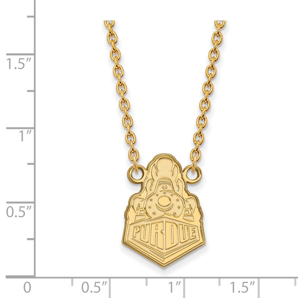 Alternate view of the 14k Gold Plated Silver Purdue Large Logo Pendant Necklace by The Black Bow Jewelry Co.