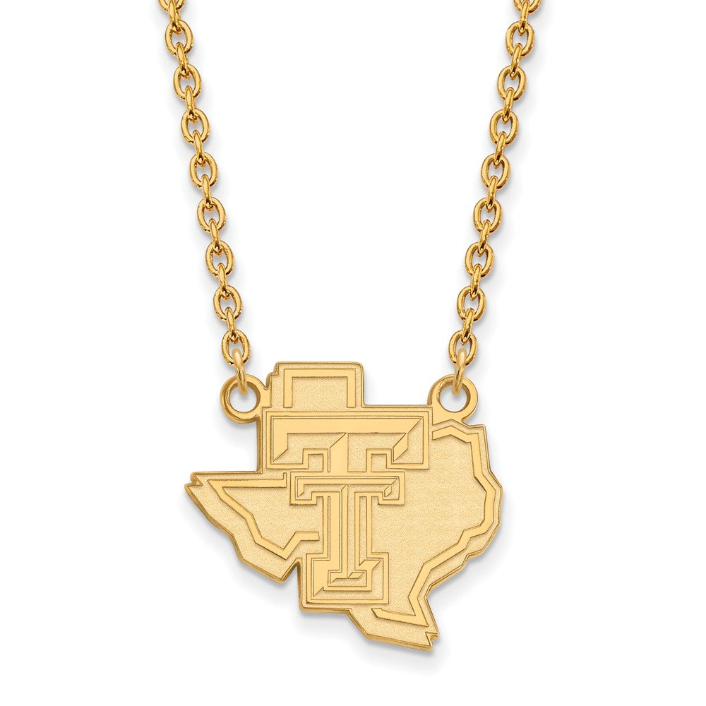 14k Gold Plated Silver Texas Tech U Large Pendant Necklace, Item N12599 by The Black Bow Jewelry Co.