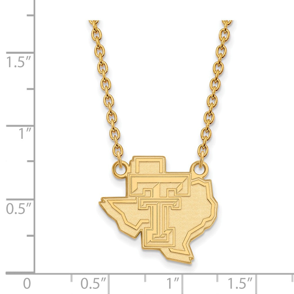 Alternate view of the 14k Gold Plated Silver Texas Tech U Large Pendant Necklace by The Black Bow Jewelry Co.