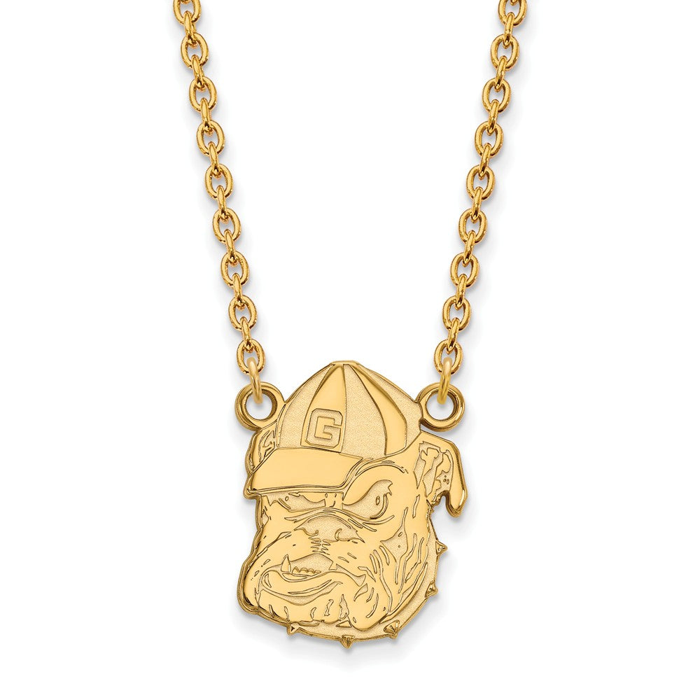 14k Gold Plated Silver U of Georgia Lg Bulldog Pendant Necklace, Item N12601 by The Black Bow Jewelry Co.