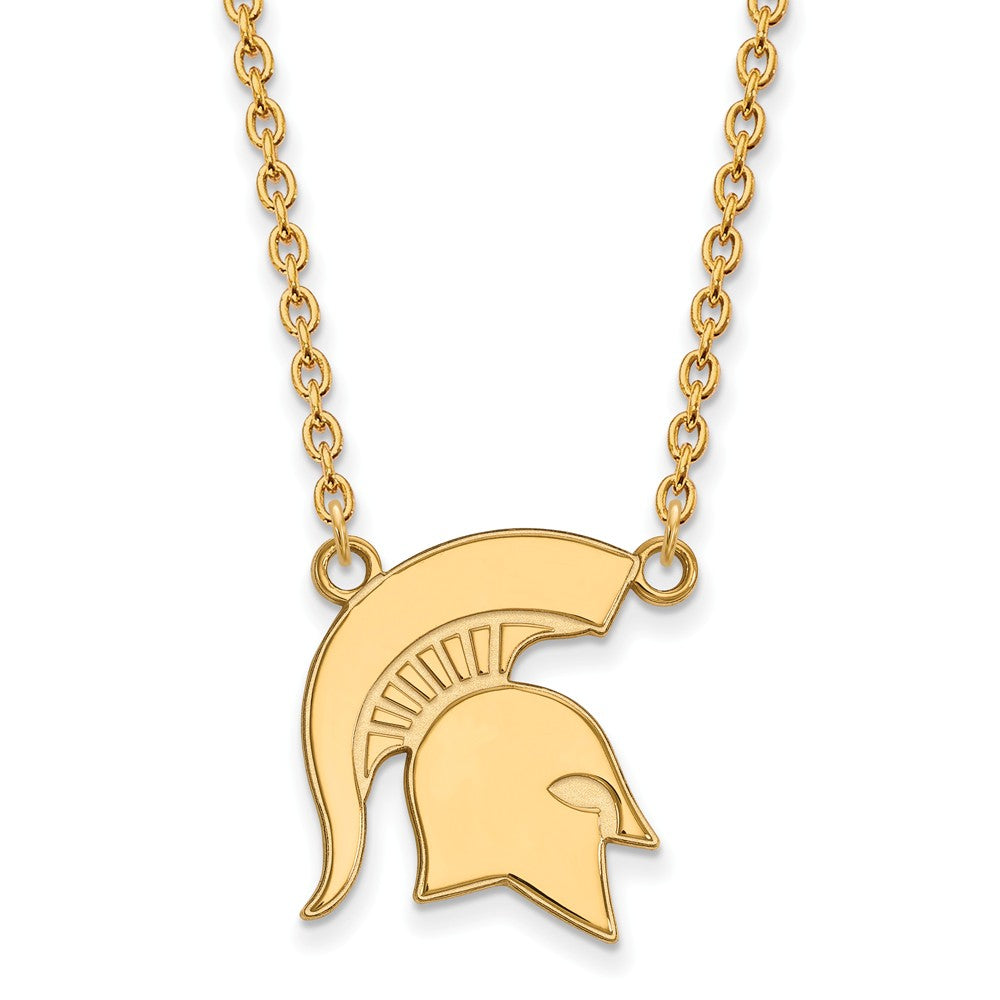 14k Gold Plated Silver Michigan State Large Pendant Necklace, Item N12611 by The Black Bow Jewelry Co.