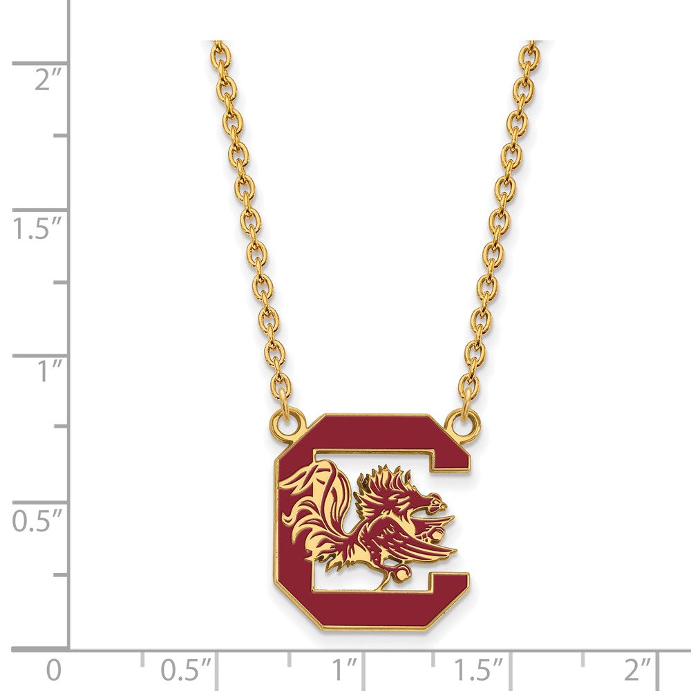 Alternate view of the 14k Gold Plated Silver South Carolina Lg Enamel Pendant Necklace by The Black Bow Jewelry Co.