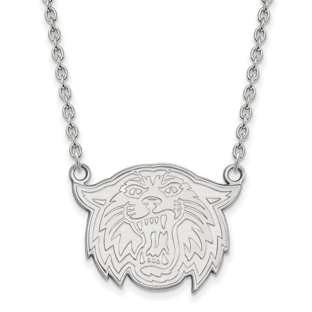 Sterling Silver Villanova U Large Wildcat Pendant Necklace, Item N12637 by The Black Bow Jewelry Co.
