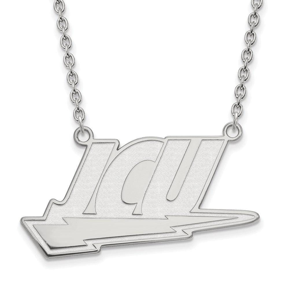 Sterling Silver John Carroll U Large &#39;JCU&#39; Pendant Necklace, Item N12651 by The Black Bow Jewelry Co.