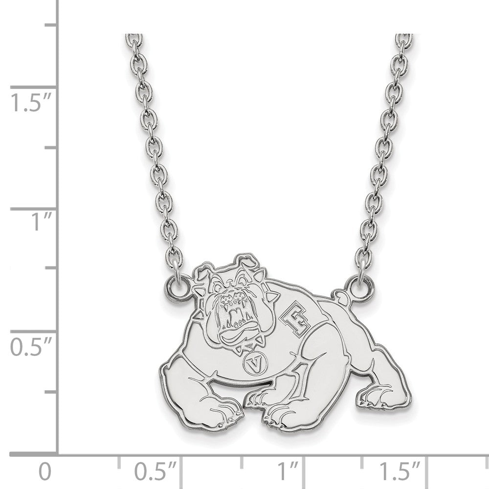 Alternate view of the Sterling Silver California State Fresno Large Bulldog Pendant Necklace by The Black Bow Jewelry Co.