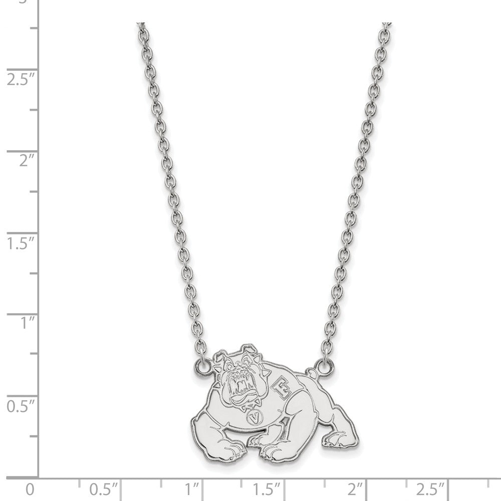 Alternate view of the Sterling Silver California State Fresno Large Bulldog Pendant Necklace by The Black Bow Jewelry Co.