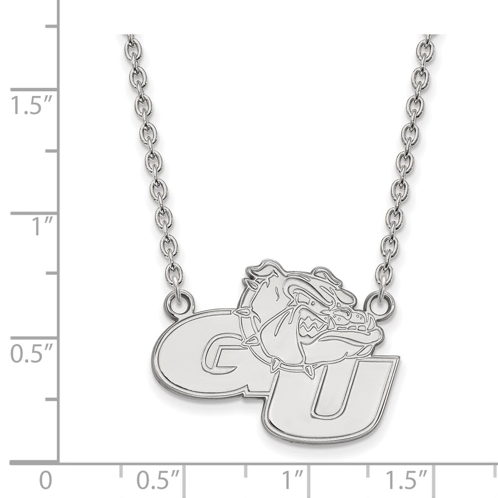 Alternate view of the Sterling Silver Gonzaga U Large "GU' Mascot Pendant Necklace by The Black Bow Jewelry Co.