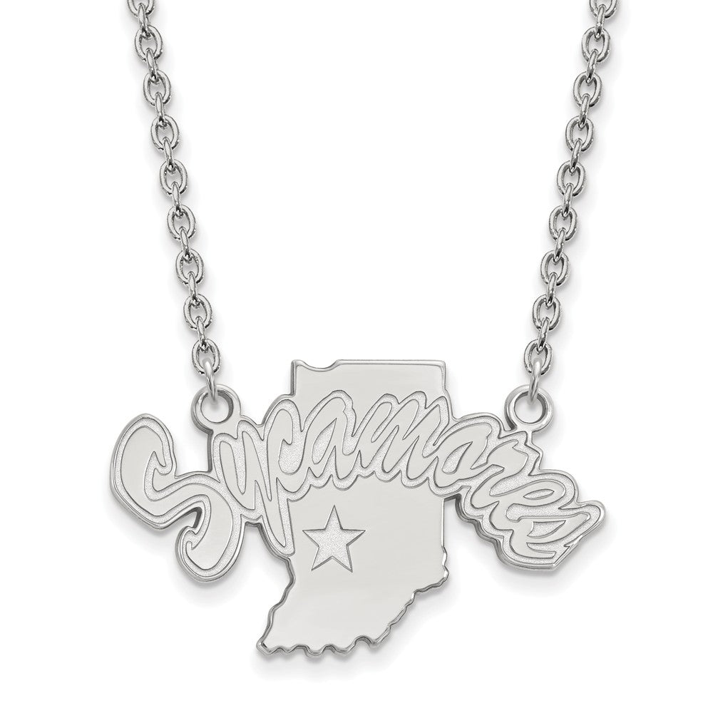 Sterling Silver Indiana State Large Sycamores Pendant Necklace, Item N12685 by The Black Bow Jewelry Co.