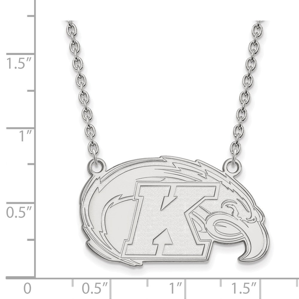 Alternate view of the Sterling Silver Kent State Large Logo Pendant Necklace, 18 Inch by The Black Bow Jewelry Co.
