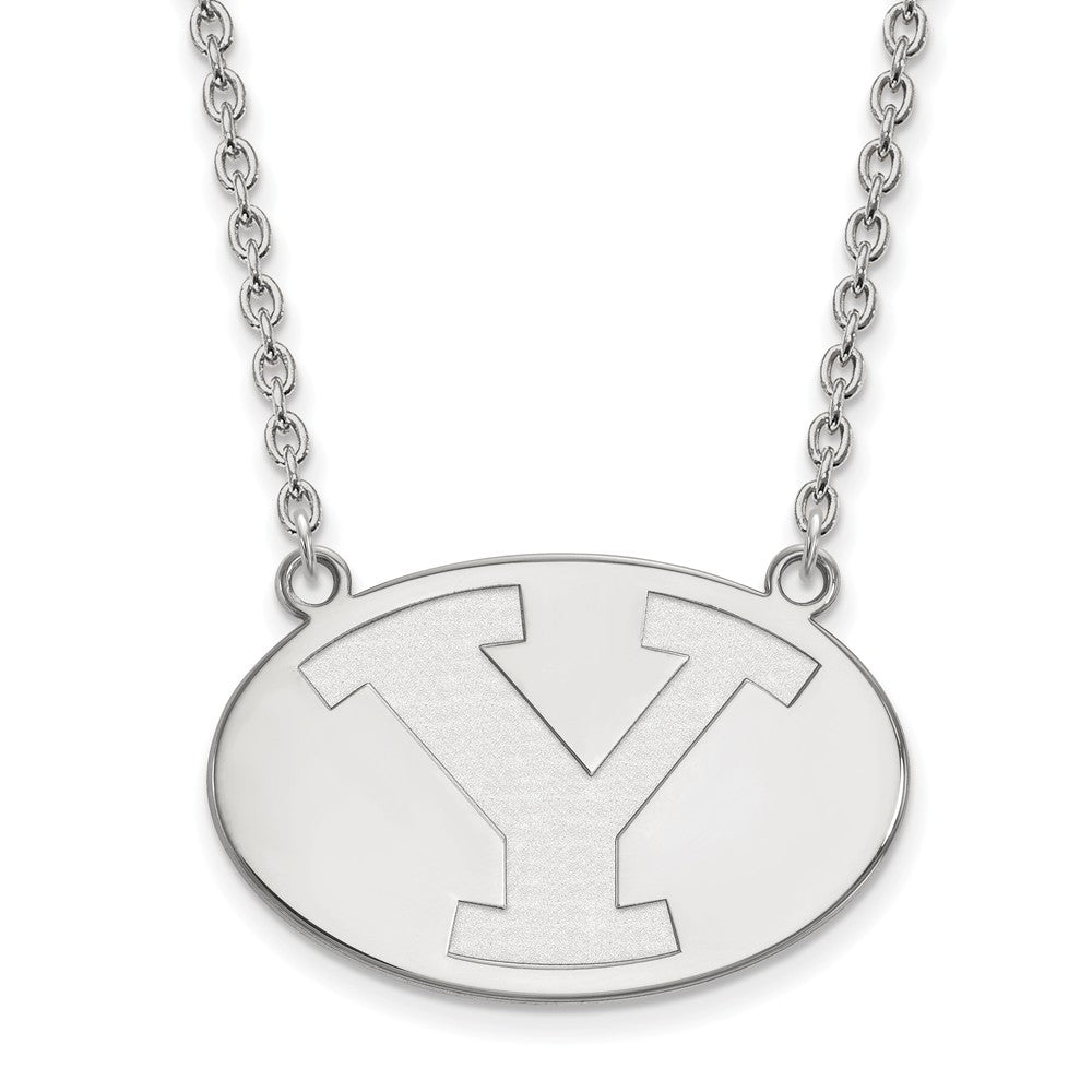Sterling Silver Brigham Young U Large Initial Y Pendant Necklace, Item N12697 by The Black Bow Jewelry Co.