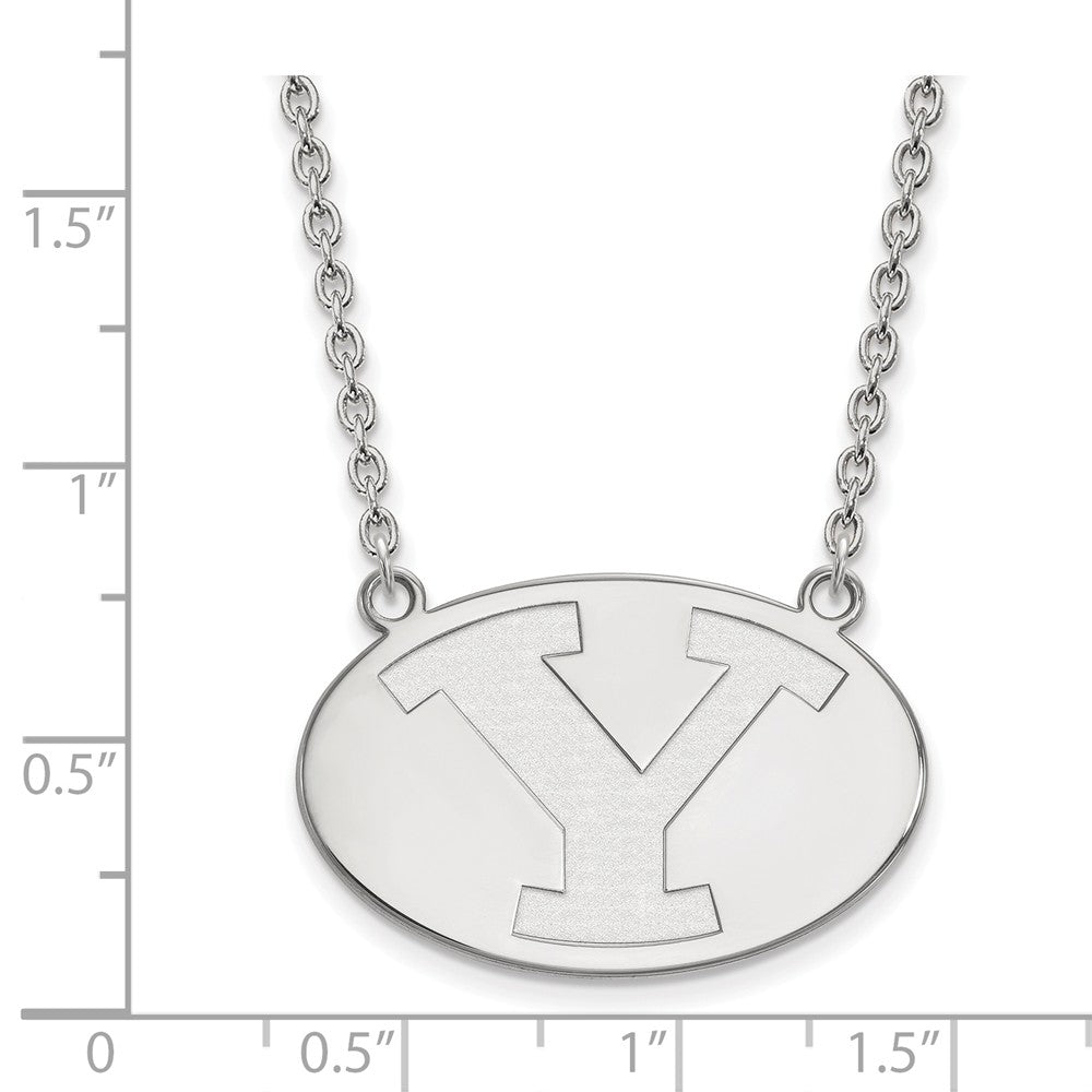 Alternate view of the Sterling Silver Brigham Young U Large Initial Y Pendant Necklace by The Black Bow Jewelry Co.
