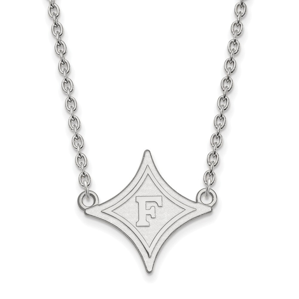Sterling Silver Furman U Large Rhombus 'F' Pendant Necklace, Item N12701 by The Black Bow Jewelry Co.