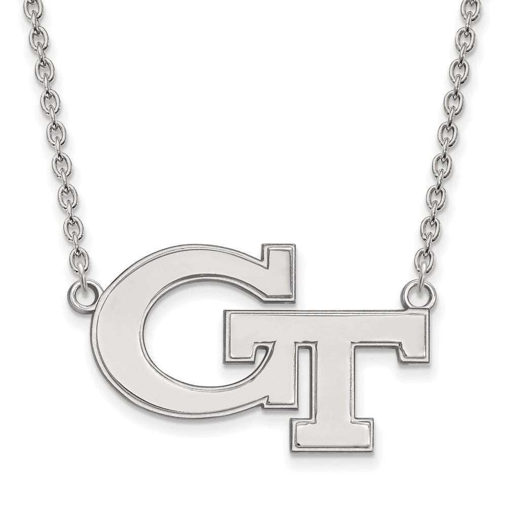 Sterling Silver Georgia Tech Large Pendant Necklace, Item N12702 by The Black Bow Jewelry Co.