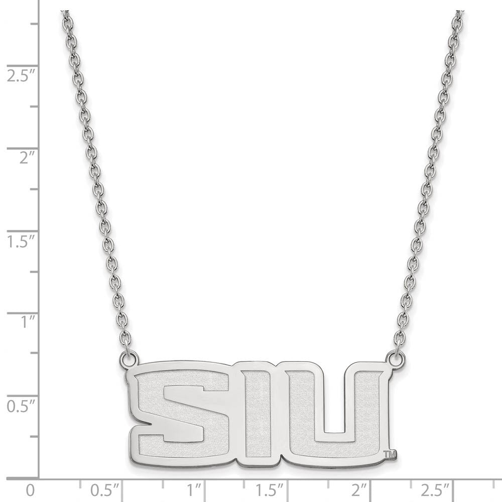 Alternate view of the Sterling Silver Southern Illinois U Large Pendant Necklace by The Black Bow Jewelry Co.
