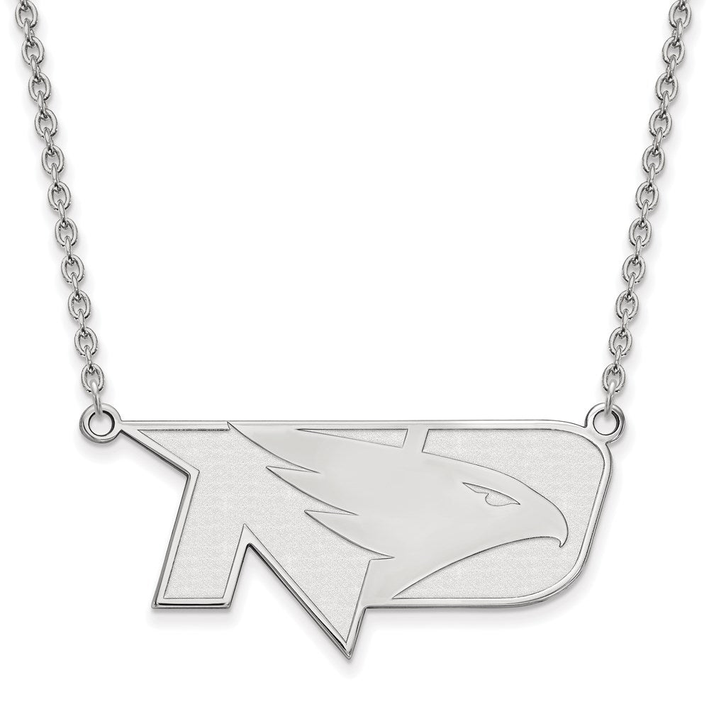 Sterling Silver North Dakota Large Logo Pendant Necklace, Item N12712 by The Black Bow Jewelry Co.