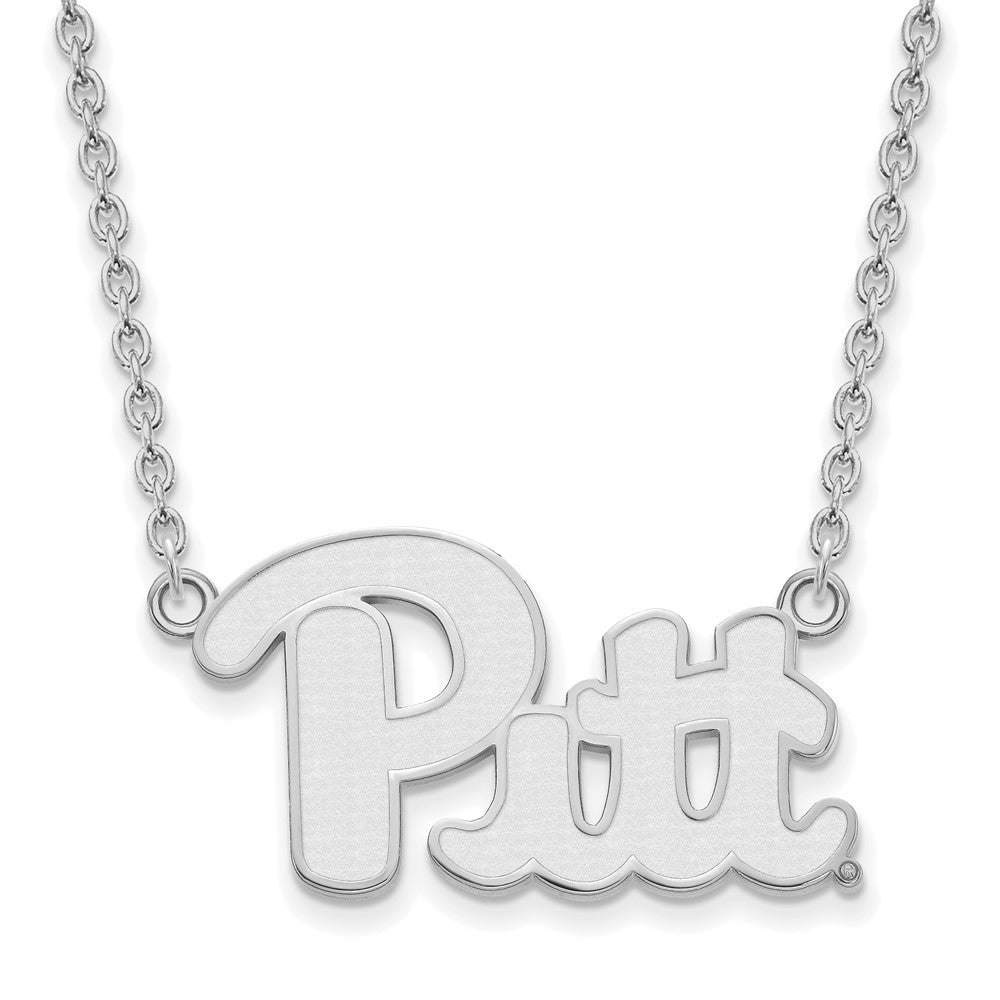 Sterling Silver U. of Pittsburgh Large 'Pitt' Pendant Necklace, Item N12713 by The Black Bow Jewelry Co.