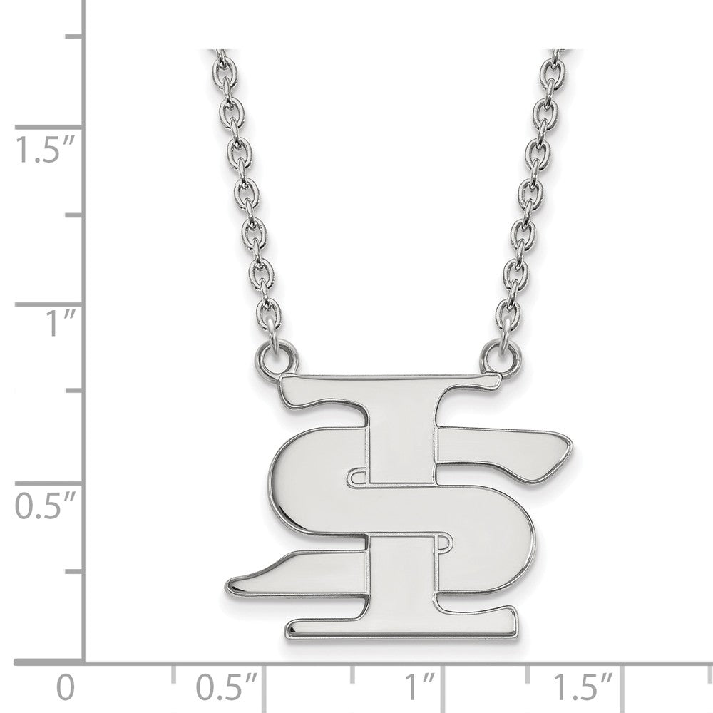 Alternate view of the Sterling Silver Indiana State Large 'IS' Pendant Necklace by The Black Bow Jewelry Co.