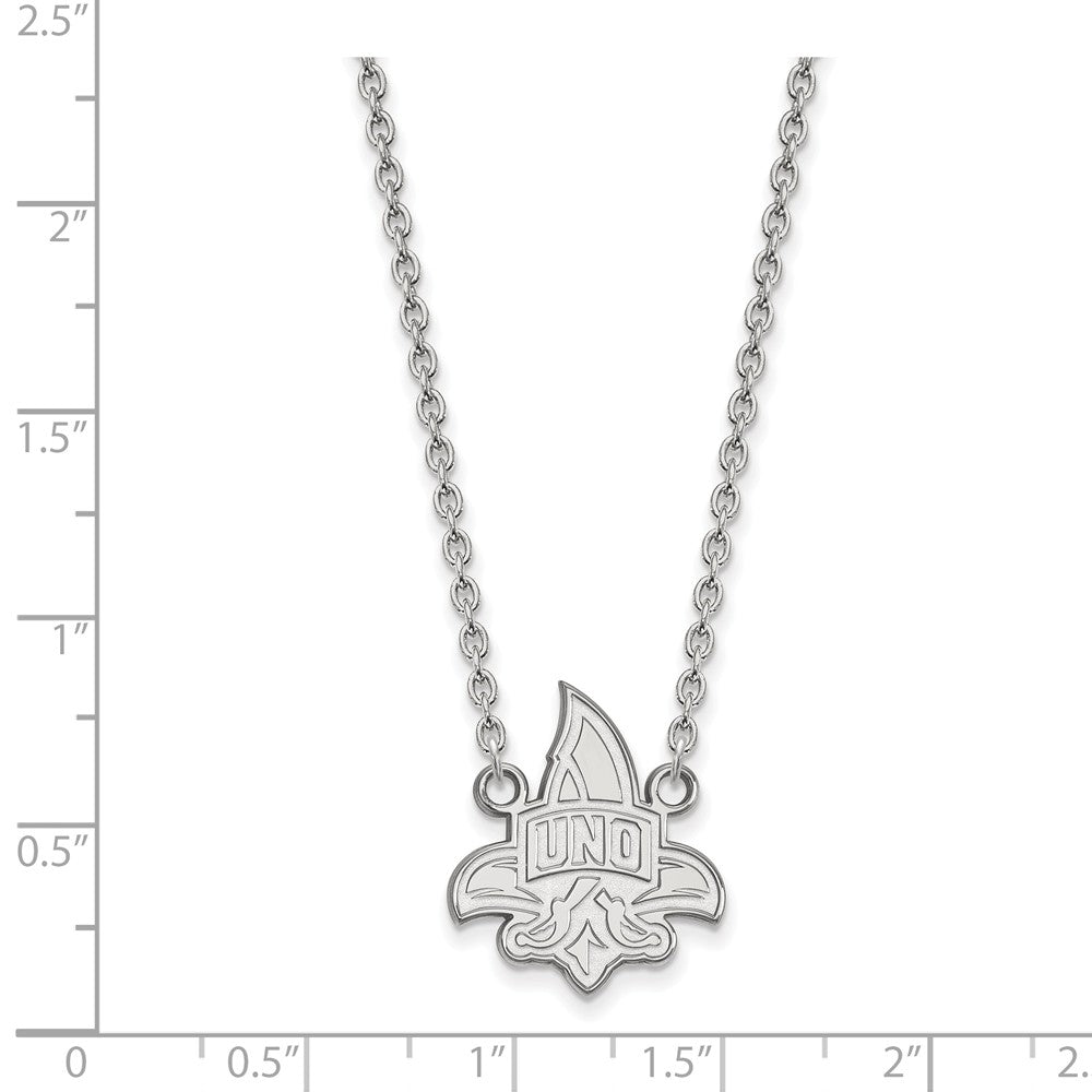 Alternate view of the Sterling Silver U of New Orleans Large Pendant Necklace by The Black Bow Jewelry Co.
