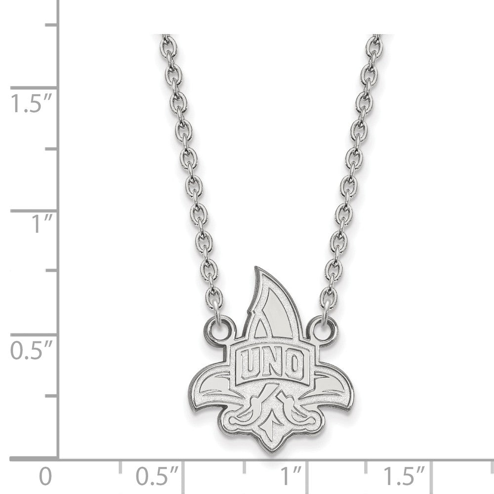 Alternate view of the Sterling Silver U of New Orleans Large Pendant Necklace by The Black Bow Jewelry Co.