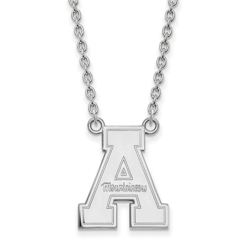 Sterling Silver Appalachian State Large 'A' Pendant Necklace, Item N12729 by The Black Bow Jewelry Co.