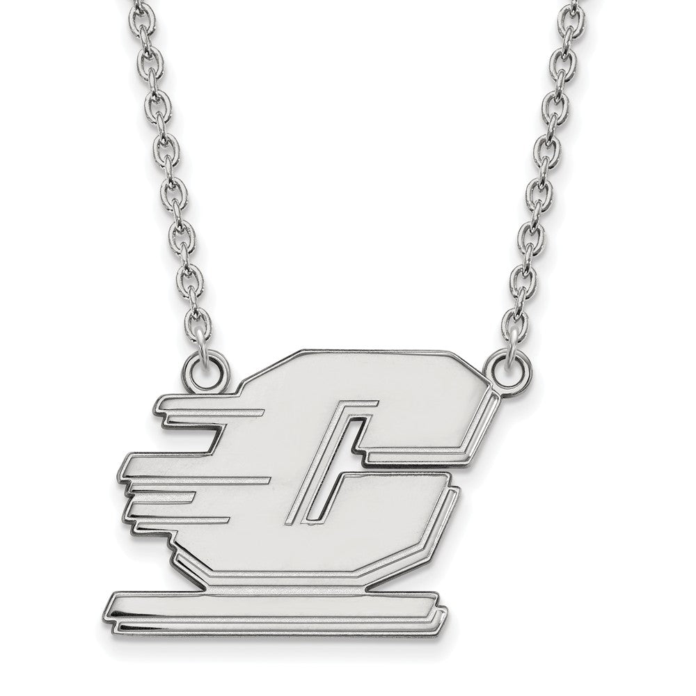 Sterling Silver Central Michigan U Large 'C' Pendant Necklace, Item N12734 by The Black Bow Jewelry Co.