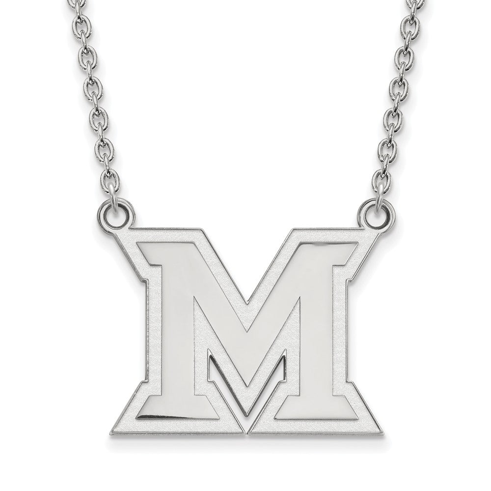 Sterling Silver Miami U Large Initial M Pendant Necklace, Item N12736 by The Black Bow Jewelry Co.