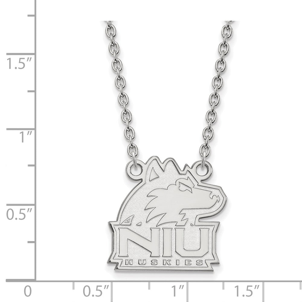 Alternate view of the Sterling Silver Northern Illinois U Large Pendant Necklace by The Black Bow Jewelry Co.