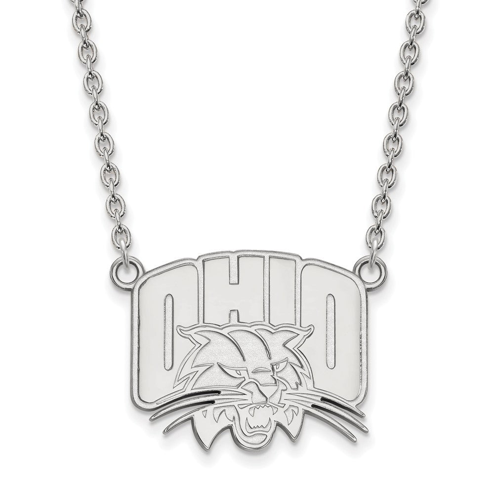 Sterling Silver Ohio U Large Logo Pendant Necklace, Item N12739 by The Black Bow Jewelry Co.