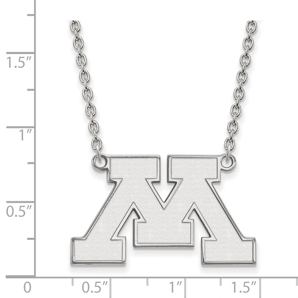 Alternate view of the Sterling Silver U of Minnesota Large Initial M Pendant Necklace by The Black Bow Jewelry Co.