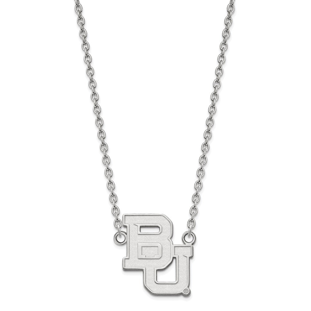 Alternate view of the Sterling Silver Baylor U Large 'BU' Logo Pendant Necklace by The Black Bow Jewelry Co.