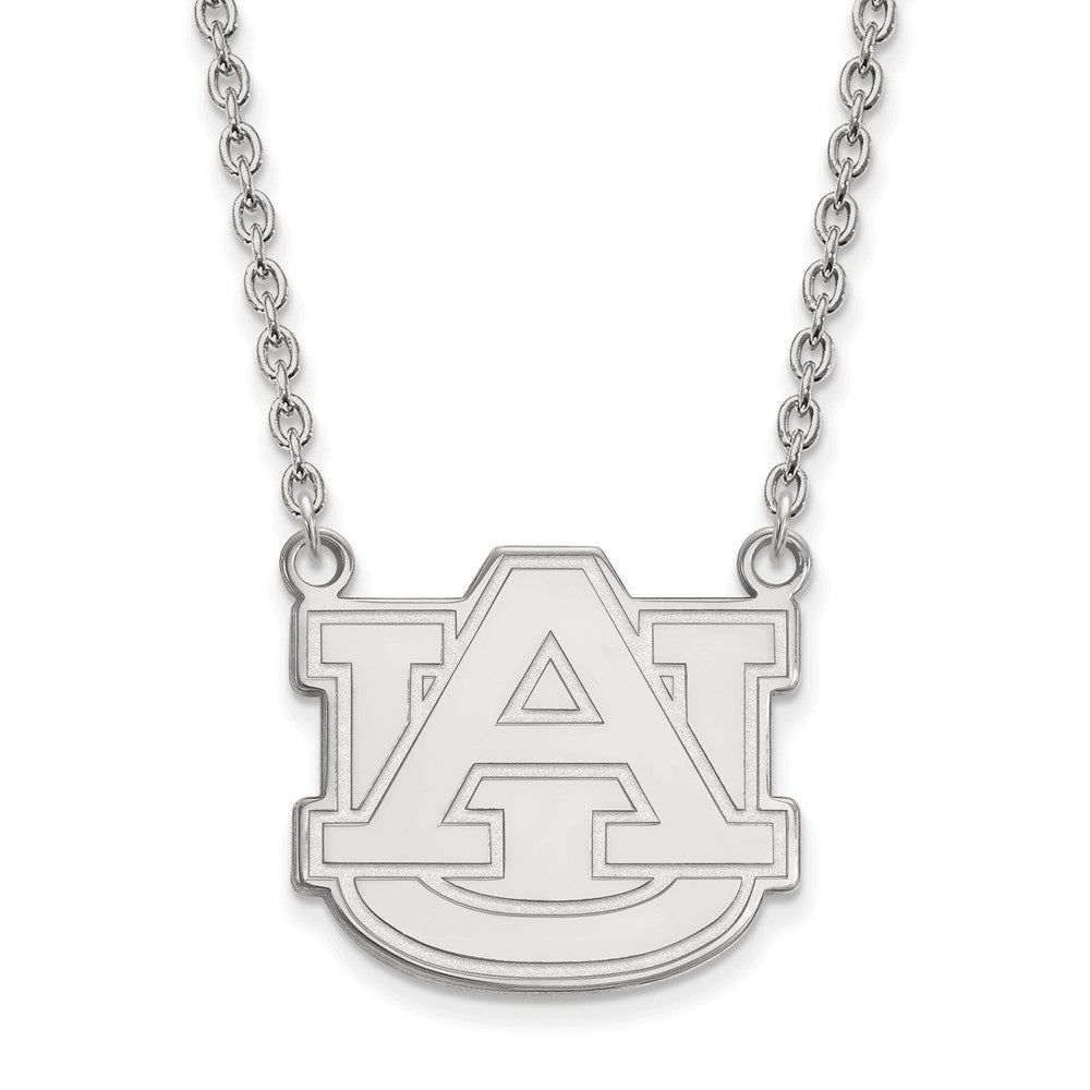 Sterling Silver Auburn U Large 'AU' Pendant Necklace, Item N12772 by The Black Bow Jewelry Co.