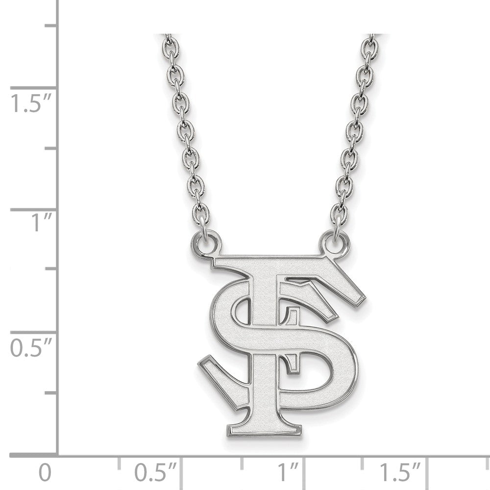 Alternate view of the Sterling Silver Florida State Large 'FS' Pendant Necklace by The Black Bow Jewelry Co.