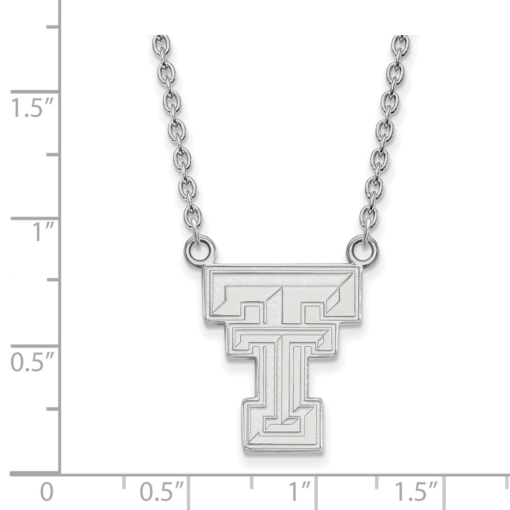 Alternate view of the Sterling Silver Texas Tech U Large &#39;TT&#39; Pendant Necklace by The Black Bow Jewelry Co.