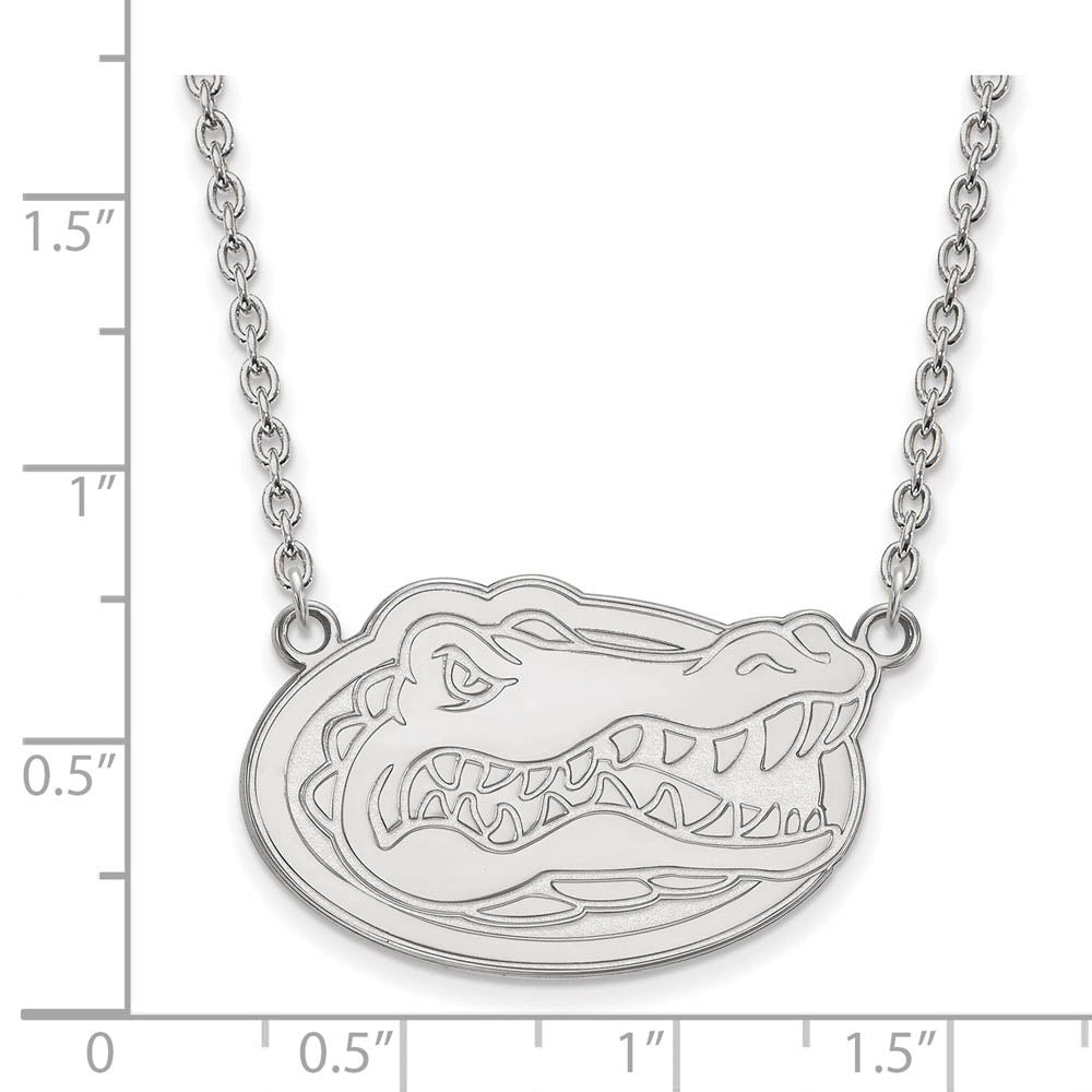 Alternate view of the Sterling Silver U of Florida Large Gator Disc Pendant Necklace by The Black Bow Jewelry Co.