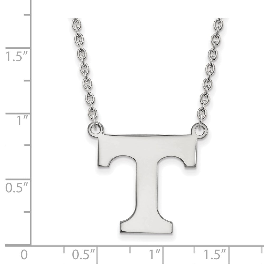 Alternate view of the Sterling Silver U of Tennessee Large Initial T Pendant Necklace by The Black Bow Jewelry Co.