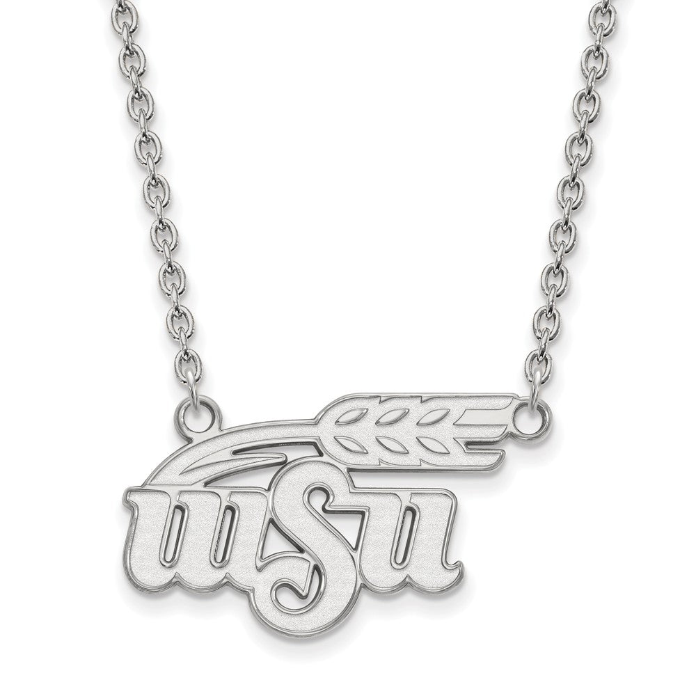 Sterling Silver Wichita State Large Logo Pendant Necklace, Item N12800 by The Black Bow Jewelry Co.