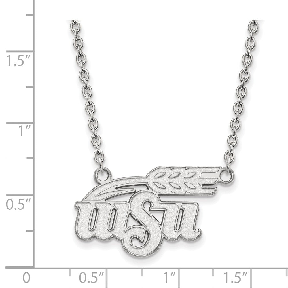 Alternate view of the Sterling Silver Wichita State Large Logo Pendant Necklace by The Black Bow Jewelry Co.