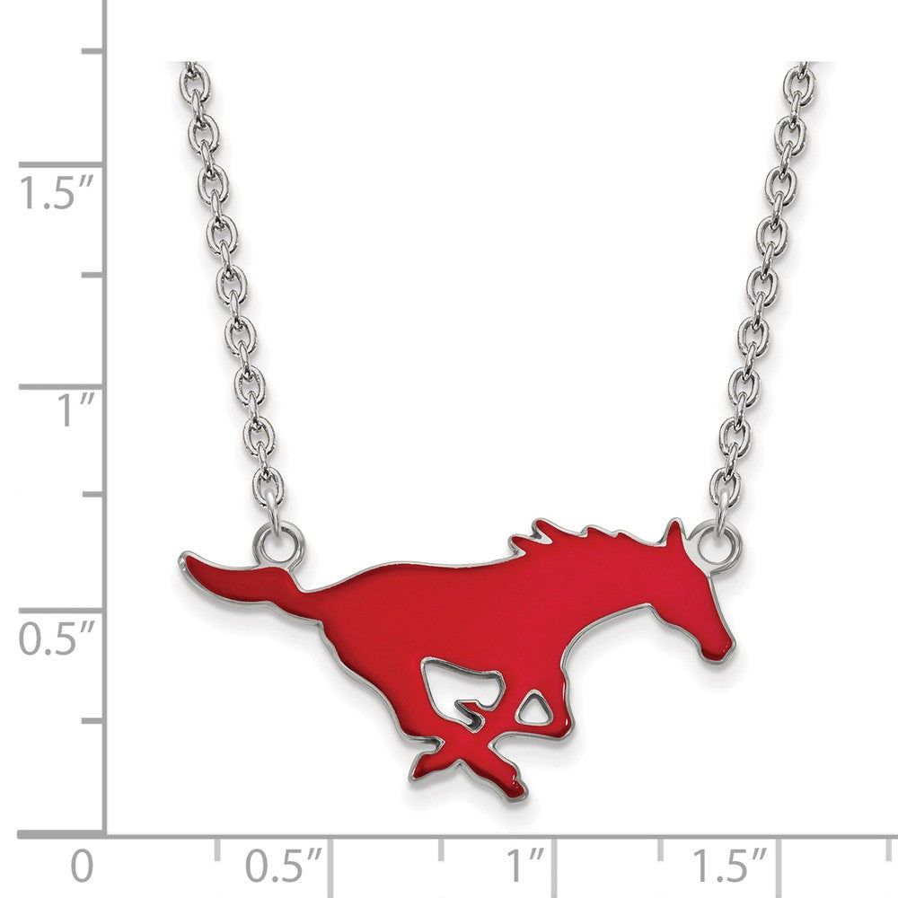 Alternate view of the Sterling Silver Southern Methodist U Lg Enamel Pendant Necklace by The Black Bow Jewelry Co.